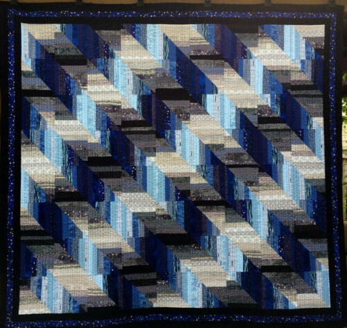 Blue Cascade Modern Quilt Handmade