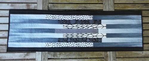 Gray Gothic Modern Quilt Table Runner Handmade